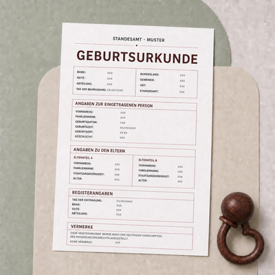 Beglaubt – beglaubigte Übersetzung einer Geburtsurkunde