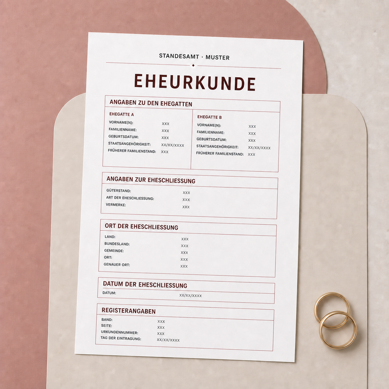 Beglaubt – beglaubigte Übersetzung einer Heiratsurkunde